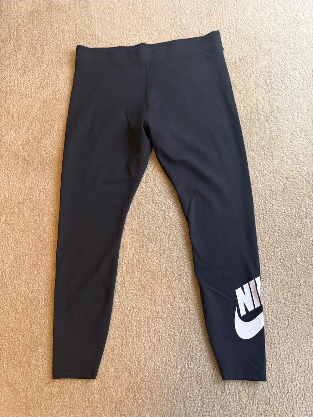 Nike Black Leggings with White Side Logo Size XXL